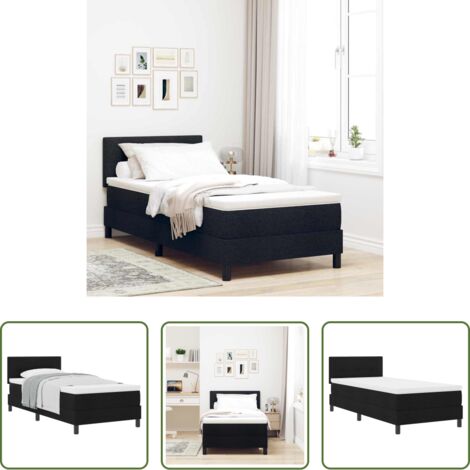 vidaXL Cama con somier -  Cama tipo Box Spring con colchón Negro 80 x 200 cm tela