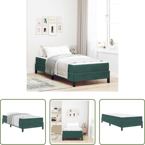vidaXL Cama con somier -  Cama tipo Box Spring con colchón Verde oscuro 80 x 200 cm tela