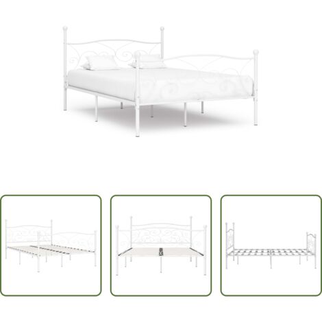 vidaXL Cama con somier -  Estructura cama con somier sin colchón metal blanco 120x200 cm