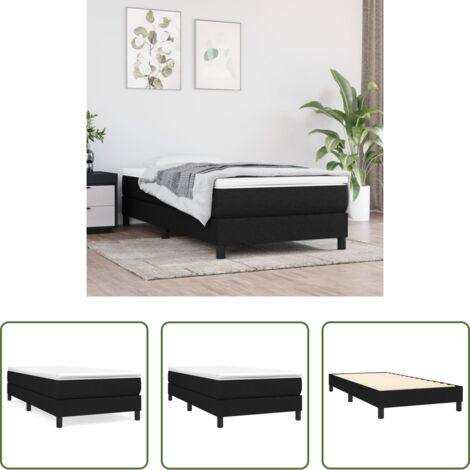 vidaXL Cama con tela -  Estructura de cama con somier tela negro 90x200 cm