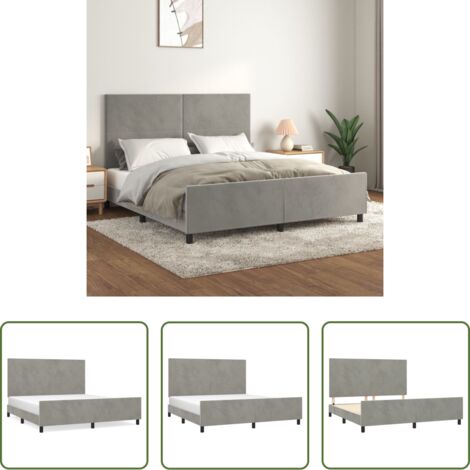 vidaXL Cama con terciopelo -  Estructura de cama sin colchón terciopelo gris claro 160x200 cm
