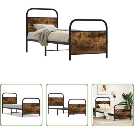 vidaXL Cama de acero -  Estructura cama sin colchón 75x190 cm madera contrachapada