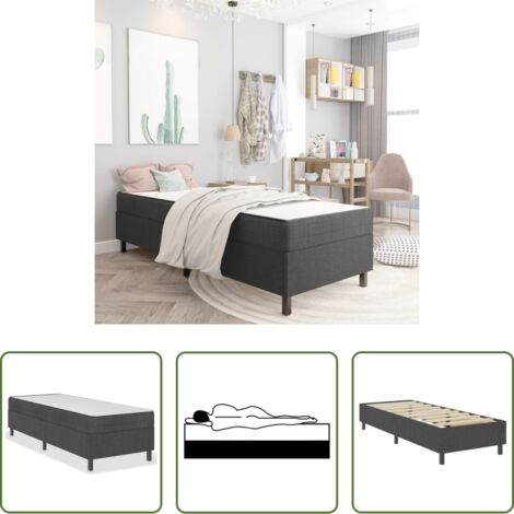 vidaXL Cama de espuma -  Cama box spring tela gris oscuro 100x200 cm