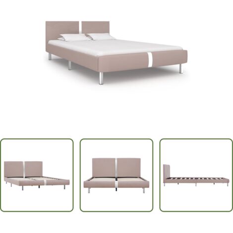 vidaXL Cama de hierro -  Estructura cama sin colchón cuero sintético capuchino 140x200cm