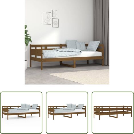 vidaXL Cama de huéspedes -  Sofá cama madera maciza de pino marrón miel 80x200 cm