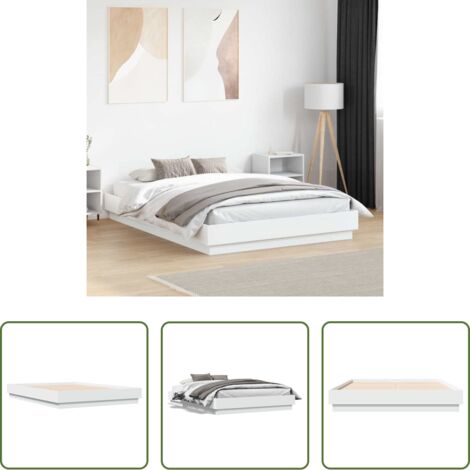 vidaXL Cama de ingeniería -  Estructura de cama madera de ingeniería blanca 120x190 cm