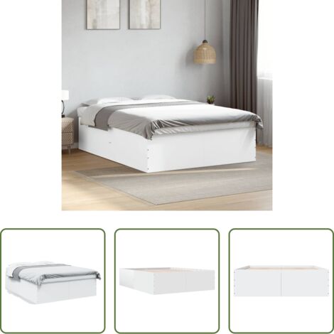 vidaXL Cama de ingeniería -  Estructura de cama madera de ingeniería blanca 160x200 cm