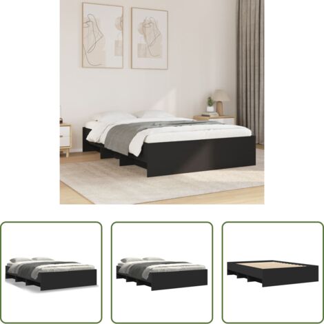 vidaXL Cama de ingeniería -  Estructura de cama madera de ingeniería negra 135x190 cm