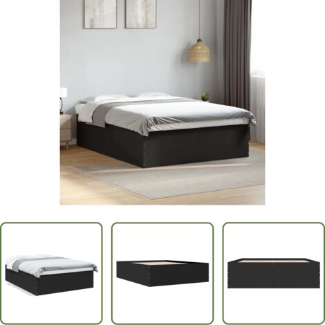 vidaXL Cama de ingeniería -  Estructura de cama madera de ingeniería negra 160x200 cm