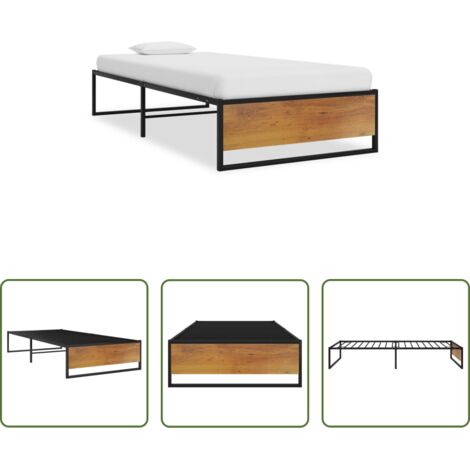 vidaXL Cama de láminas -  Estructura de cama sin colchón metal negro 100x200 cm