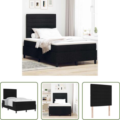 vidaXL Cama de madera -  Cama tipo Box Spring con colchón Negro 120 x 190 cm tela