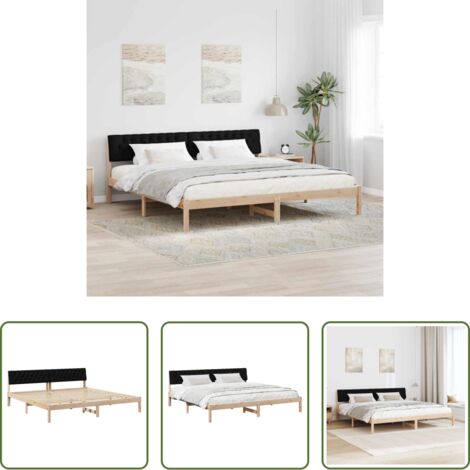 vidaXL Cama de madera -  Estructura de cama con cabecera Marrón y negro 200 x 200 cm