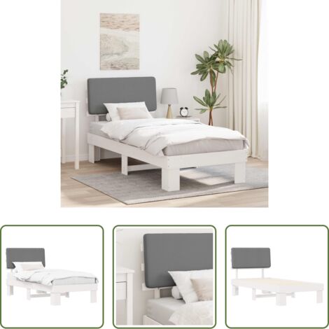 vidaXL Cama de madera -  Estructura de Cama con Cabecera Tapizada Gris Claro 75 x 190 cm