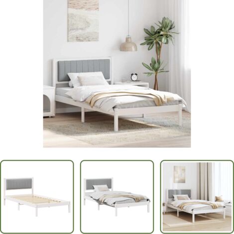 vidaXL Cama de madera -  Estructura de Cama con Cabecera Tapizada Gris Claro