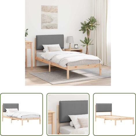 vidaXL Cama de madera -  Estructura de Cama con Cabecera Tapizada Gris Claro