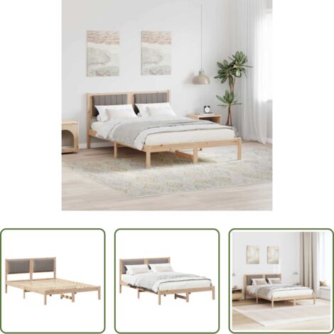 vidaXL Cama de madera -  Estructura de Cama con Cabecera Tapizada Taupé 135 x 190 cm