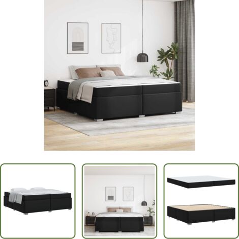 vidaXL Cama de madera -  Estructura de cama con colchón Negro 200 x 200 cm tela