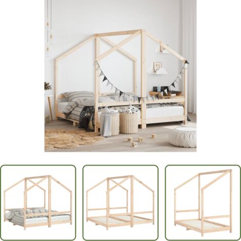 vidaXL Cama de madera -  Estructura de cama de niños madera maciza de pino 2x(80x160) cm