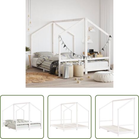 vidaXL Cama de madera -  Estructura de cama para niños madera pino blanco 2x(80x200) cm