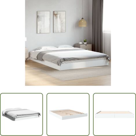 vidaXL Cama de madera -  Estructura de cama sin colchón blanca 160x200 cm
