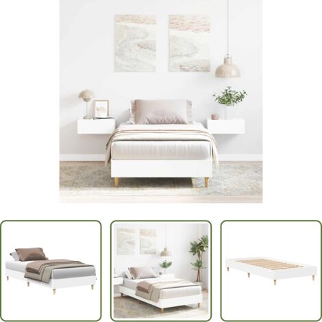 vidaXL Cama de madera -  Estructura de cama sin colchón madera blanca 75x190 cm