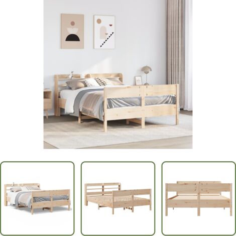 vidaXL Cama de madera -  Estructura de cama sin colchón madera de pino maciza 120x200 cm