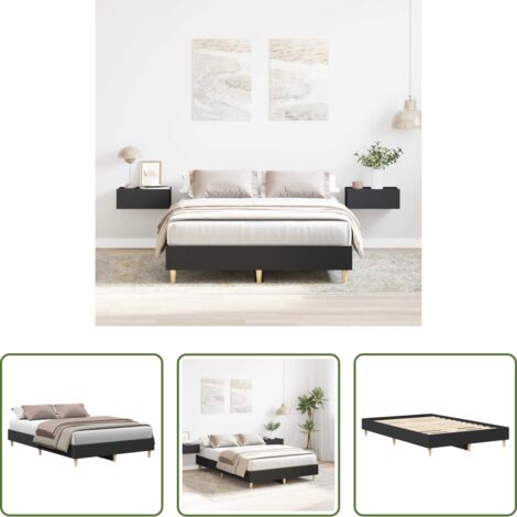 vidaXL Cama de madera -  Estructura de cama sin colchón negra 140x190 cm madera