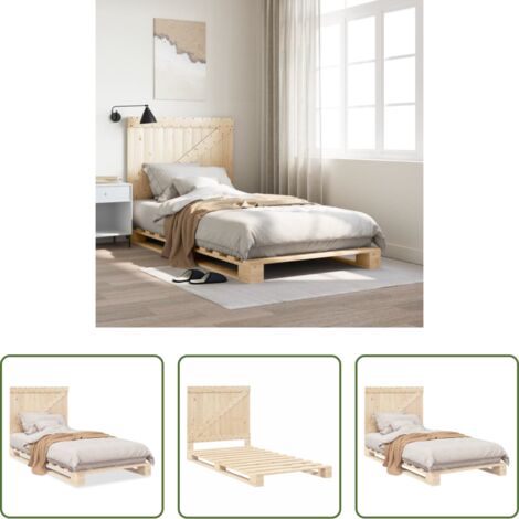 vidaXL Cama de madera maciza -  Estructura de cama con cabecero madera maciza pino 100x200 cm