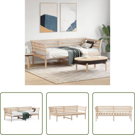 vidaXL Cama de madera -  Sofá cama sin colchón madera maciza de pino 90x190 cm
