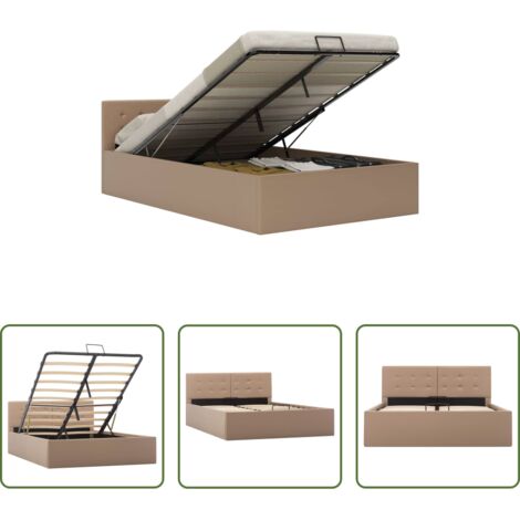 vidaXL Cama de matrimonio -  Cama canapé hidráulica sin colchón capuchino 120x200 cm
