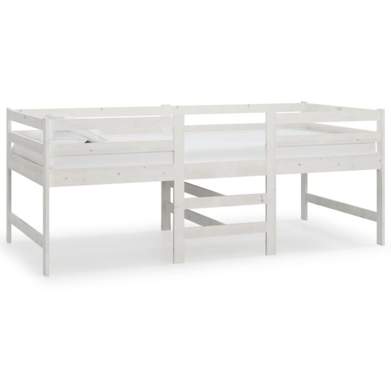 

vidaXL Cama de media altura de madera maciza de pino 90x200 cm blanco - Blanco