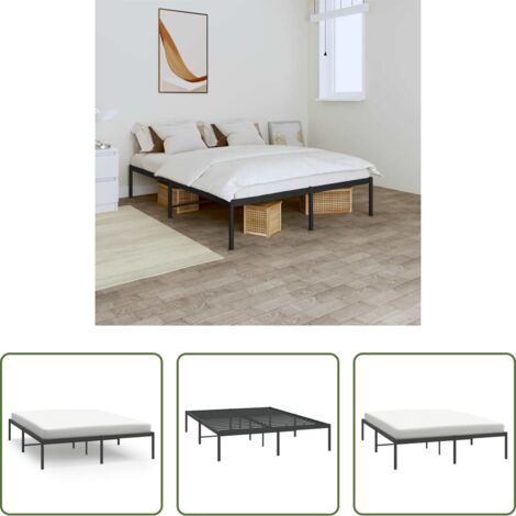 vidaXL Cama de metal -  Estructura de cama sin colchón metal negro 160x200 cm