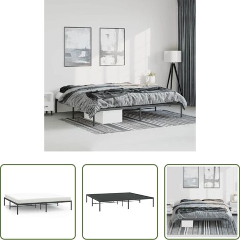 vidaXL Cama de metal -  Estructura de cama sin colchón metal negro 193x203 cm