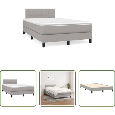 vidaXL Cama de muelles -  Cama box spring con colchón tela gris claro 120x190 cm