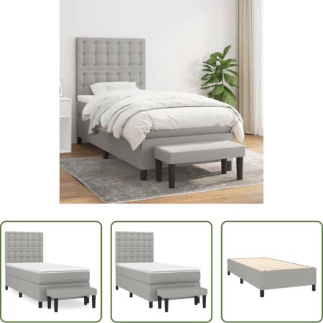 vidaXL Cama de muelles -  Cama box spring con colchón tela gris claro 90x190 cm