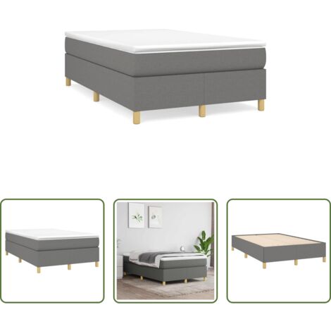 vidaXL Cama de muelles -  Cama box spring con colchón tela gris oscuro 120x190 cm