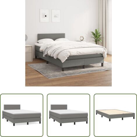 vidaXL Cama de muelles -  Cama box spring con colchón tela gris oscuro 120x200 cm
