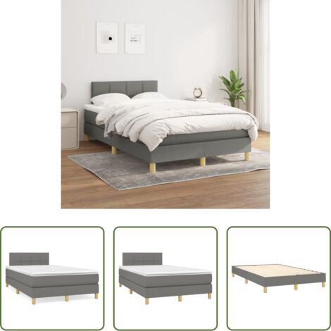 vidaXL Cama de muelles -  Cama box spring con colchón tela gris oscuro 120x200 cm