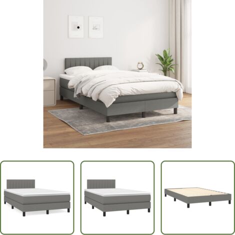 vidaXL Cama de muelles -  Cama box spring con colchón tela gris oscuro 120x200 cm