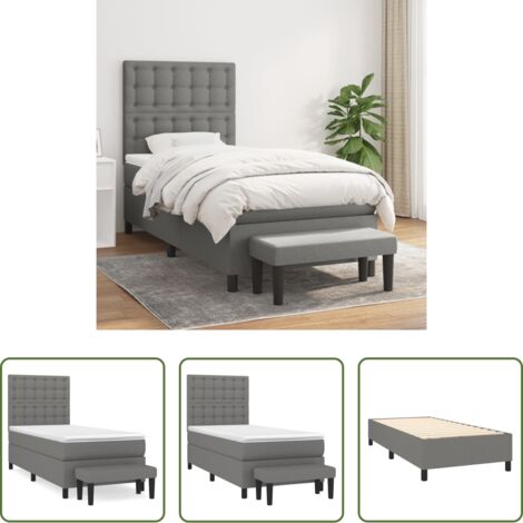 vidaXL Cama de muelles -  Cama box spring con colchón tela gris oscuro 90x190 cm