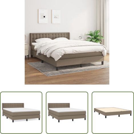 vidaXL Cama de muelles -  Cama box spring con colchón tela gris taupe 140x190 cm
