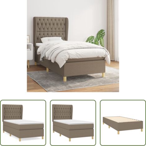 vidaXL Cama de muelles -  Cama box spring con colchón tela gris taupe 90x200 cm