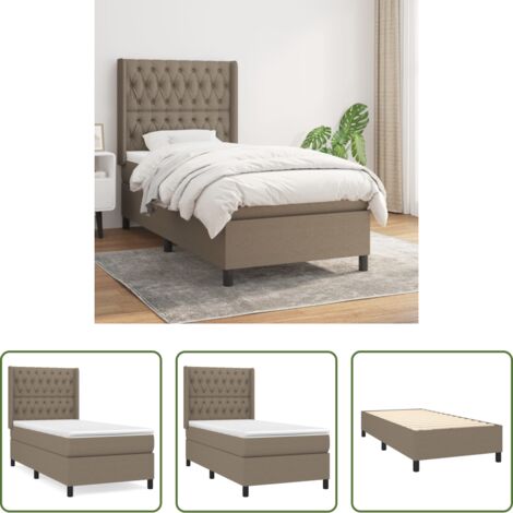 vidaXL Cama de muelles -  Cama box spring con colchón tela gris taupe 90x200 cm