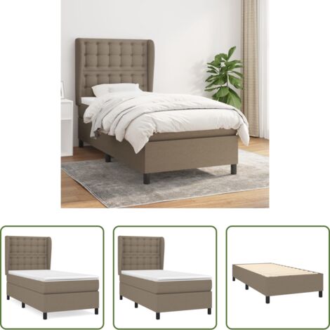 vidaXL Cama de muelles -  Cama box spring con colchón tela gris taupe 90x200 cm