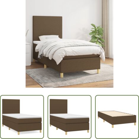 vidaXL Cama de muelles -  Cama box spring con colchón tela marrón oscuro 100x200 cm