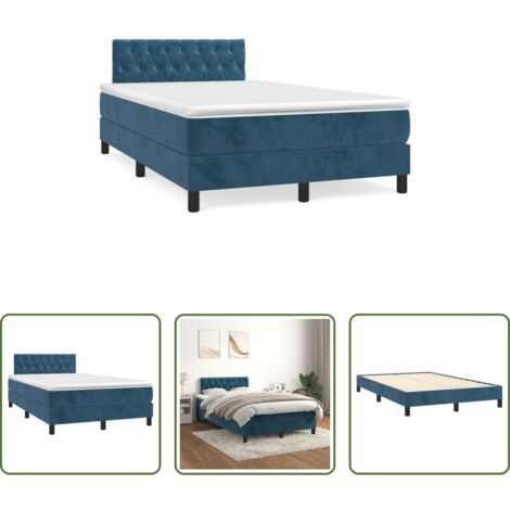 vidaXL Cama de muelles -  Cama box spring con colchón terciopelo azul oscuro 120x190 cm
