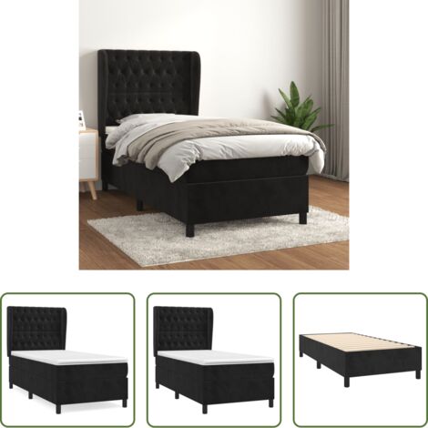 vidaXL Cama de muelles -  Cama box spring con colchón terciopelo negro 100x200 cm