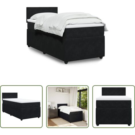 vidaXL Cama de muelles -  Cama box spring con colchón terciopelo negro 100x200 cm