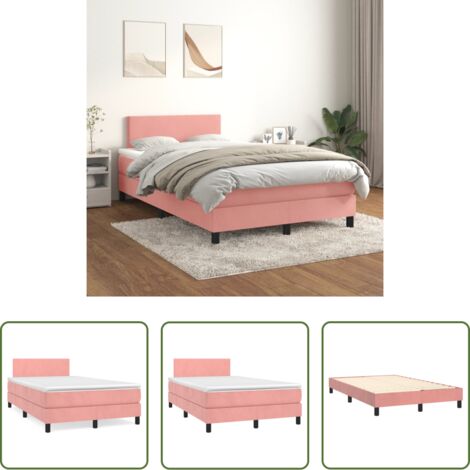 vidaXL Cama de muelles -  Cama box spring con colchón terciopelo rosa 120x200 cm