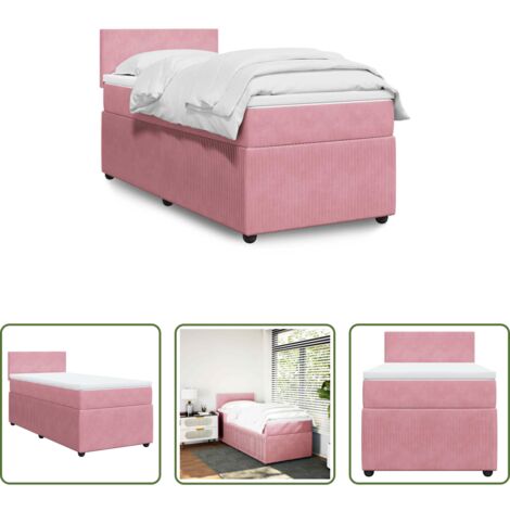 vidaXL Cama de muelles -  Cama box spring con colchón terciopelo rosa 80x200 cm